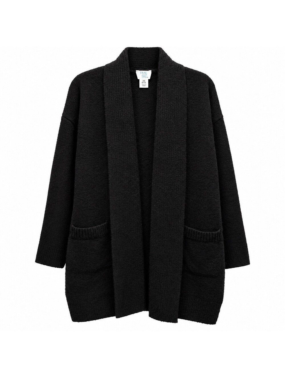 Time and Tru Women's Black Open Front Cardigan Sweater Size XS